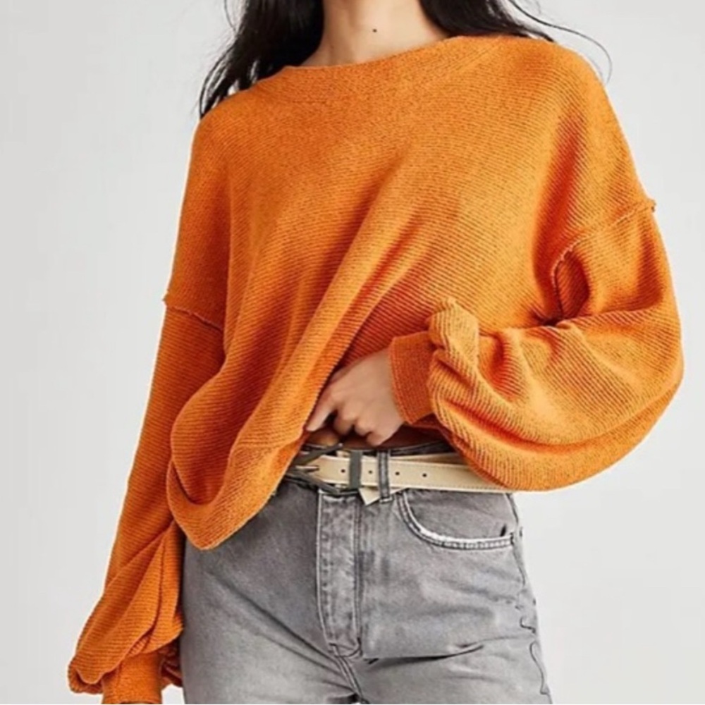 Free People Beach Happy Pullover Sweater Tan Brown Medium